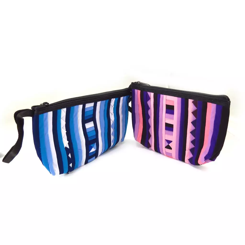 les trésors de lily 2 trousses à maquillage 'Katmandou' bleu rose [K6503]