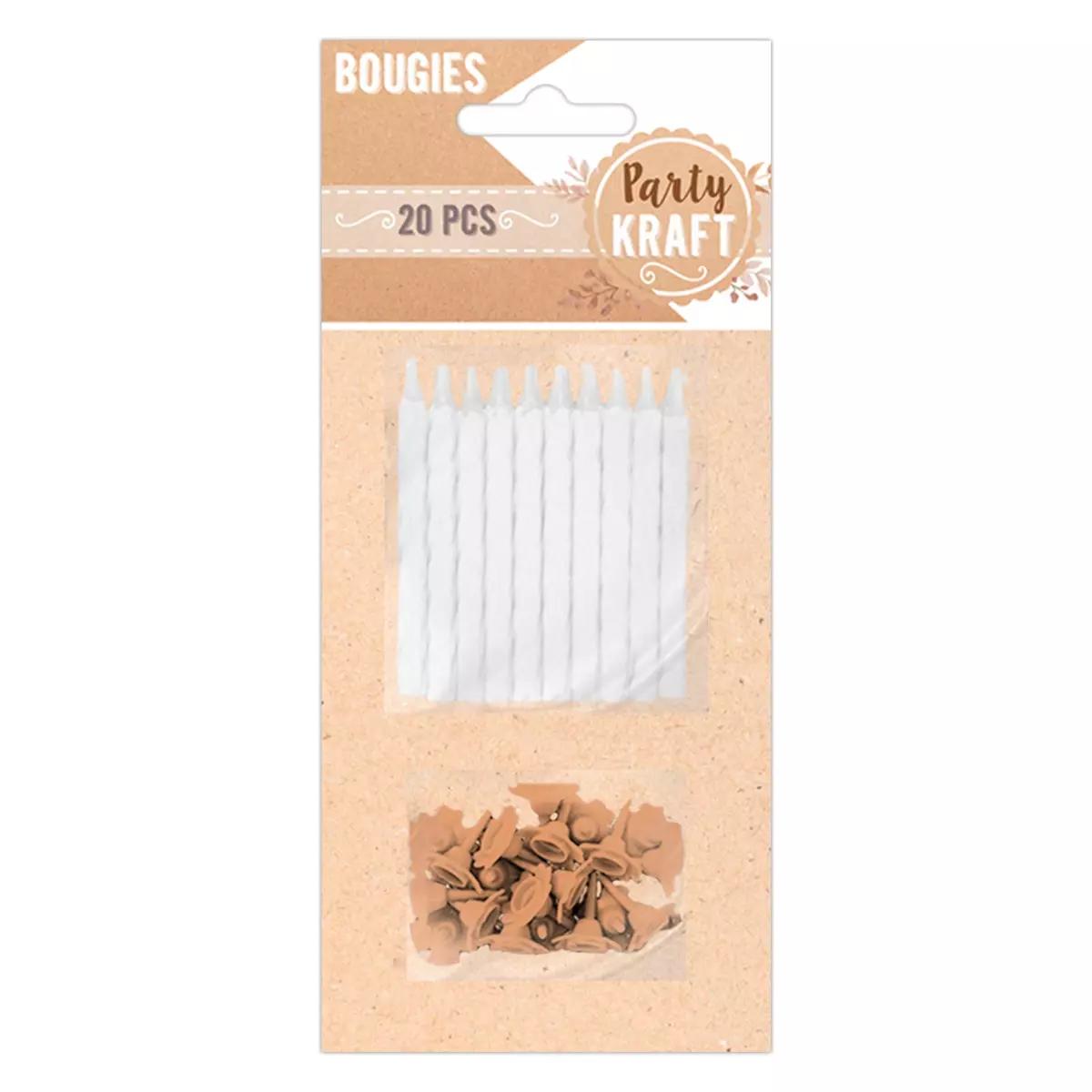les trésors de lily 20 bougies 'Party Kraft' blanc 5 cm [A0768]