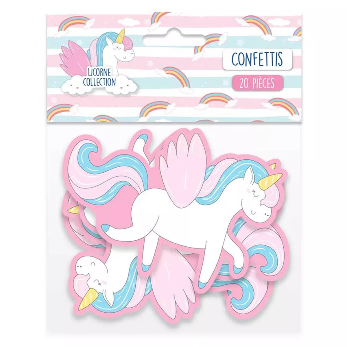 Les Trésors De Lily 20 Confettis Géants 'Licorne My Unicorn' Rose Bleu 11x8 Cm [Q5989]