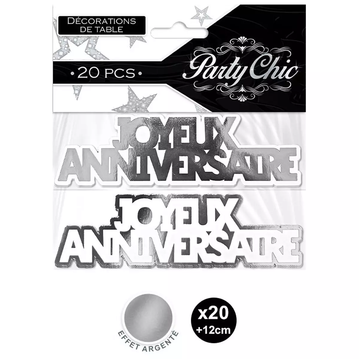 Les Trésors De Lily 20 Décors De Table 'Joyeux Anniversaire' Argenté 12 Cm (20 Pièces) [A2745]