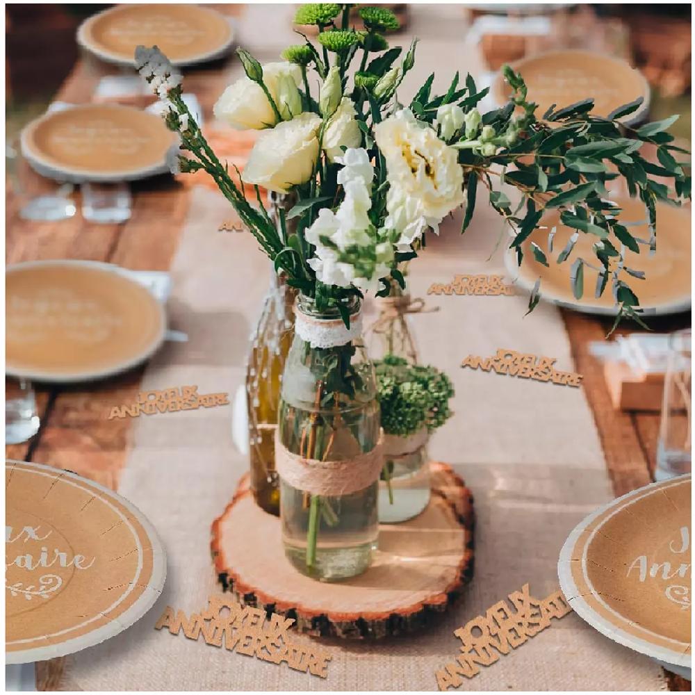 Les Trésors De Lily 20 Décors De Table 'Joyeux Anniversaire' Beige (kraft) 12 Cm (20 Pièces) [A2747]