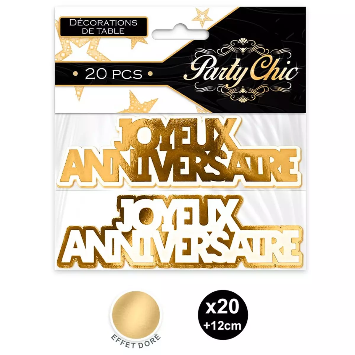 Les Trésors De Lily 20 Décors De Table 'Joyeux Anniversaire' Doré 12 Cm (20 Pièces) [A2746]