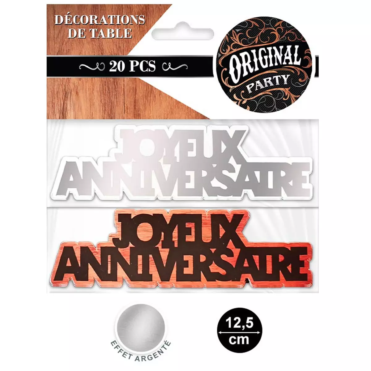 Les Trésors De Lily 20 Décors De Table 'Joyeux Anniversaire' Noir Marron Argenté (original) 12 Cm (20 Pièces) [A2752]