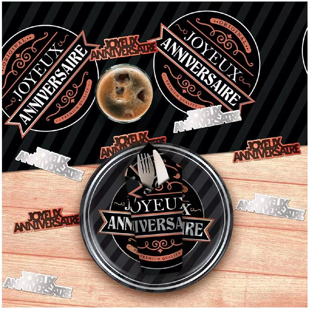 Les Trésors De Lily 20 Décors De Table 'Joyeux Anniversaire' Noir Marron Argenté (original) 12 Cm (20 Pièces) [A2752]