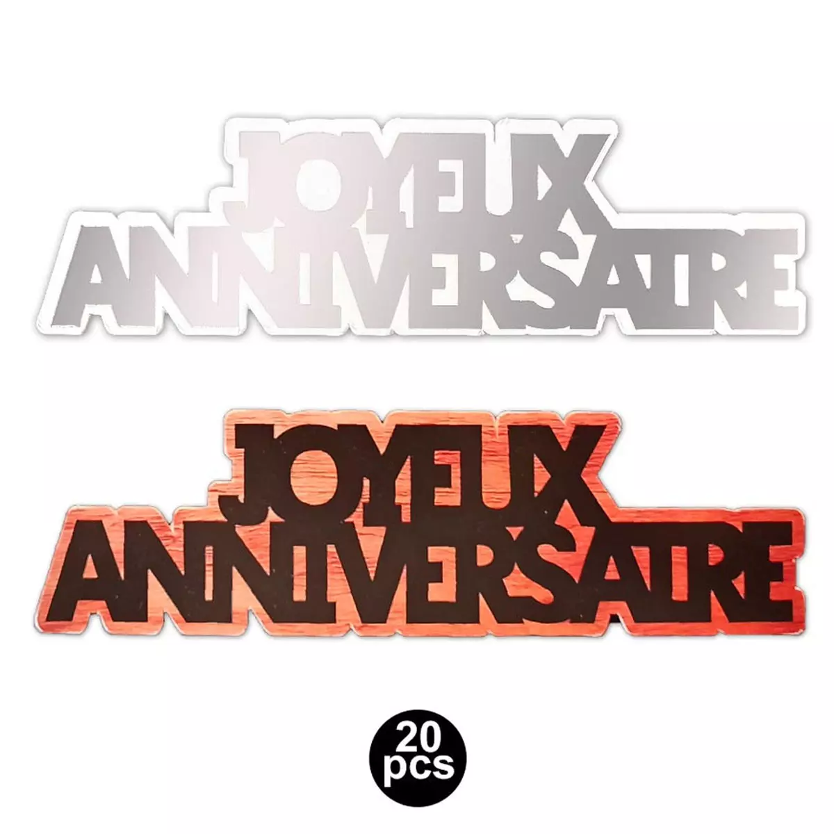 les trésors de lily 20 décors de table 'Joyeux Anniversaire' noir marron argenté (original) 12 cm (20 pièces) [A2752]