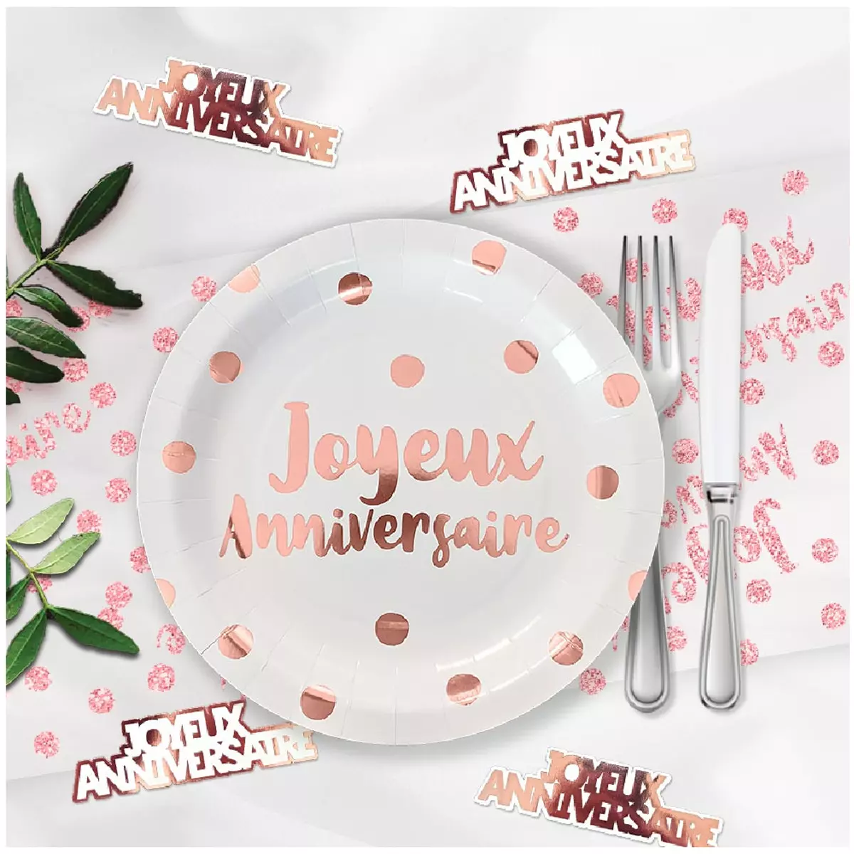 Les Trésors De Lily 20 Décors De Table 'Joyeux Anniversaire' Rosé (blush) 12 Cm (20 Pièces) [A2748]