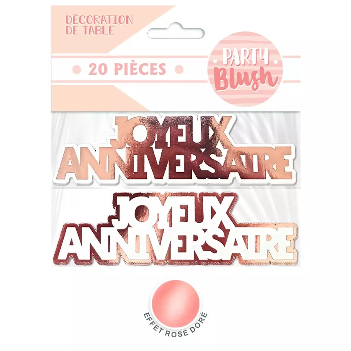 les trésors de lily 20 décors de table 'Joyeux Anniversaire' rosé (blush) 12 cm (20 pièces) [A2748]