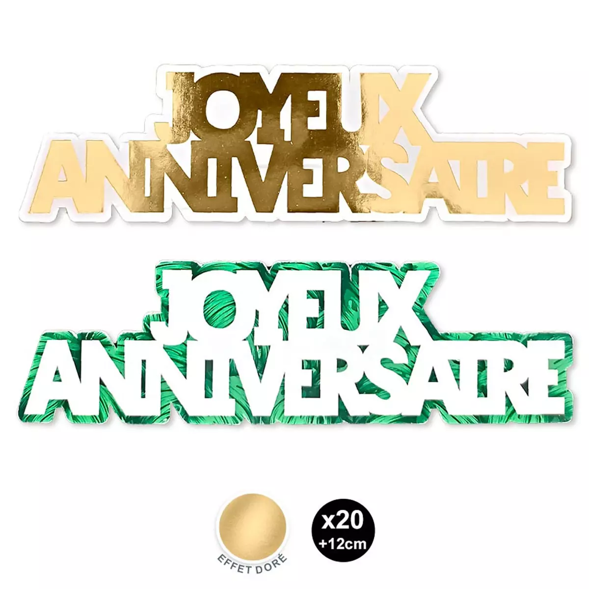 les trésors de lily 20 décors de table 'Joyeux Anniversaire' vert doré (tropical) 12 cm (20 pièces) [A2744]