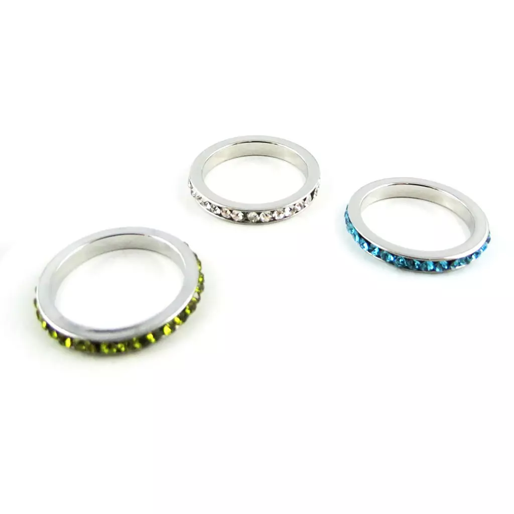 les trésors de lily 3 alliances cristal 'Sissi' vert blanc turquoise [K8086]