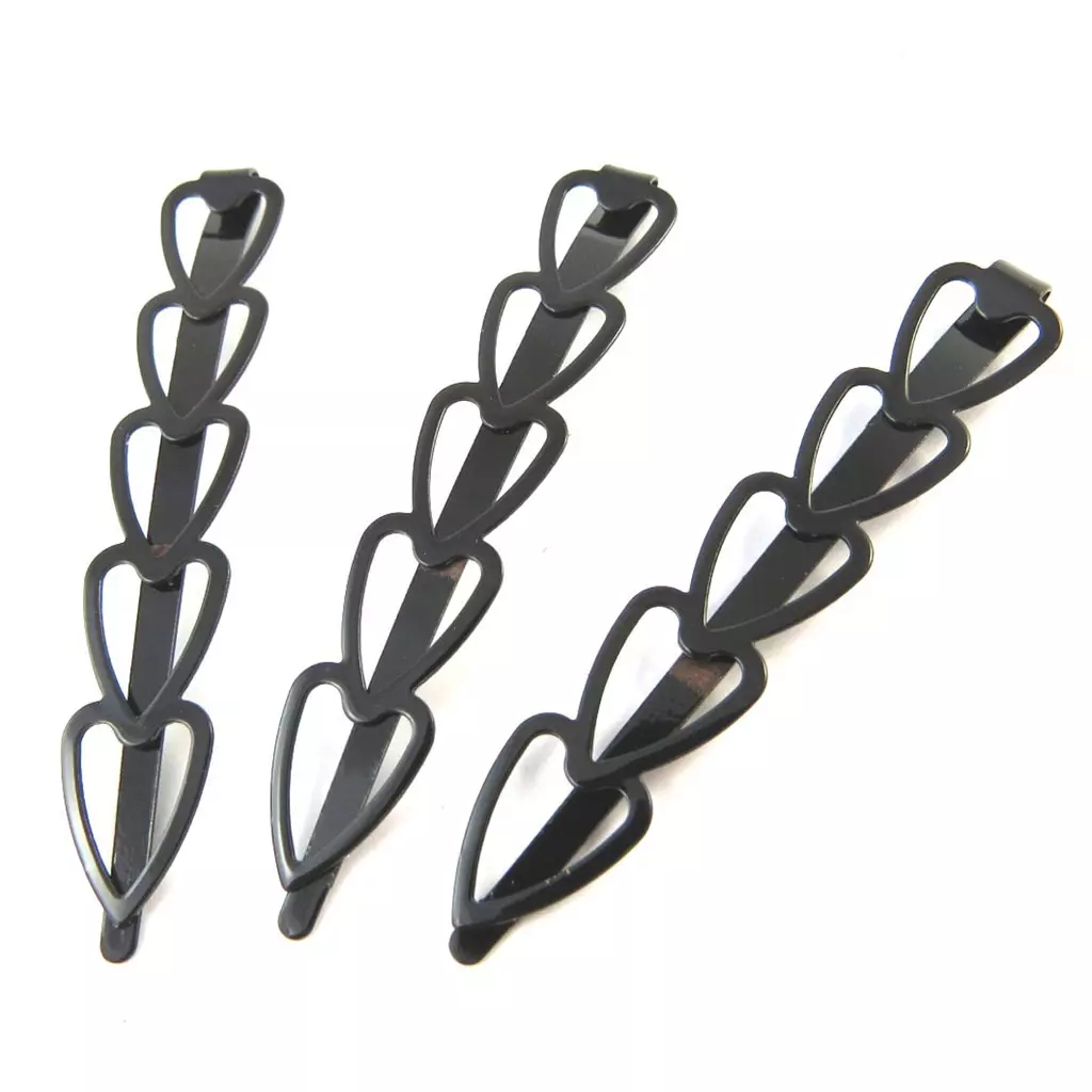 Les Trésors De Lily 3 Barrettes Créateur 'Love' Noir 6 Cm [N8240]