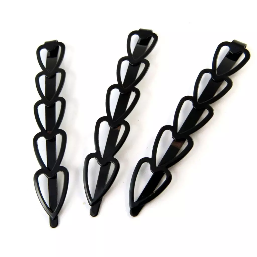 les trésors de lily 3 barrettes créateur 'Love' noir 6 cm [N8240]