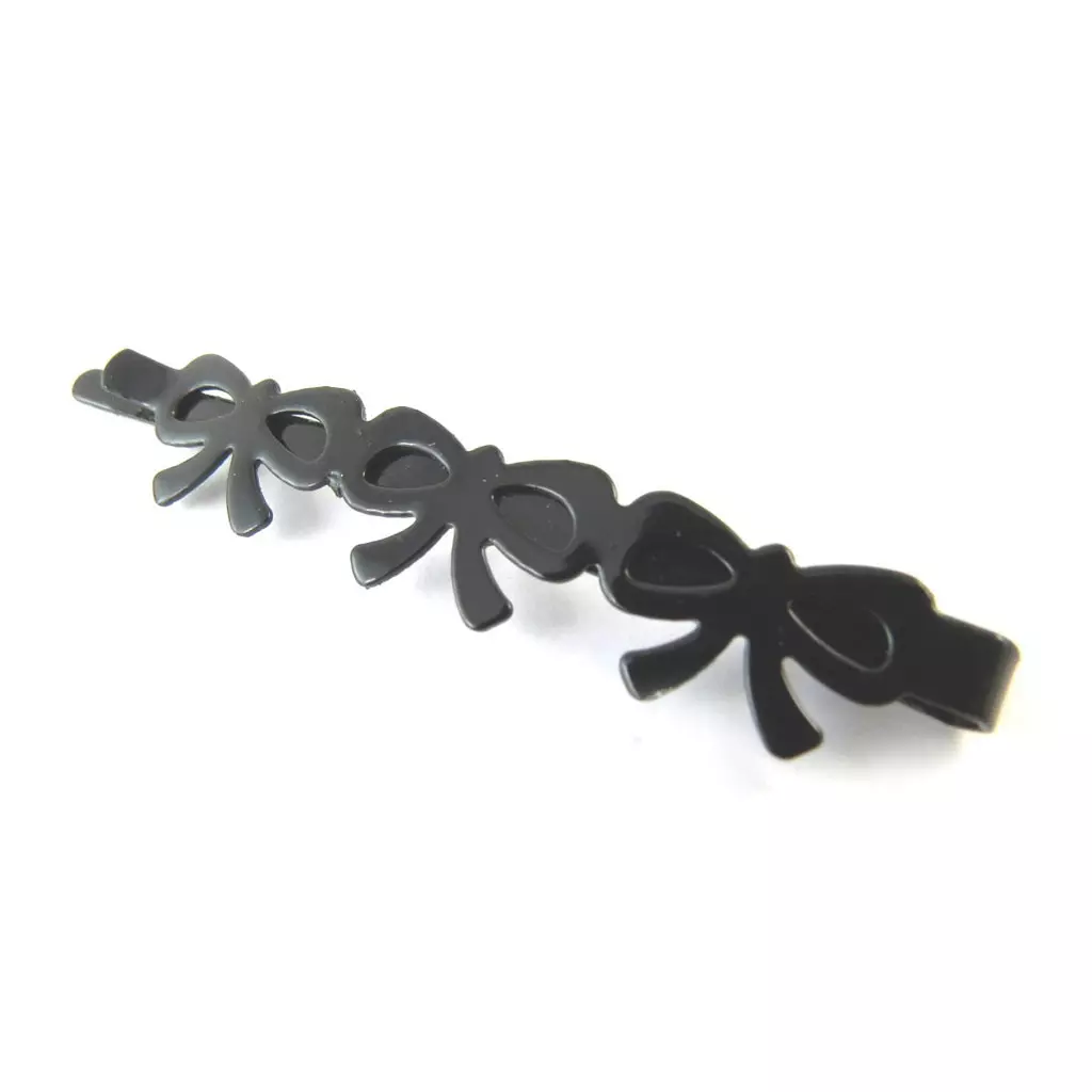 Les Trésors De Lily 3 Barrettes Créateur 'Noeud Romantique' Noir 6 Cm [N8239]