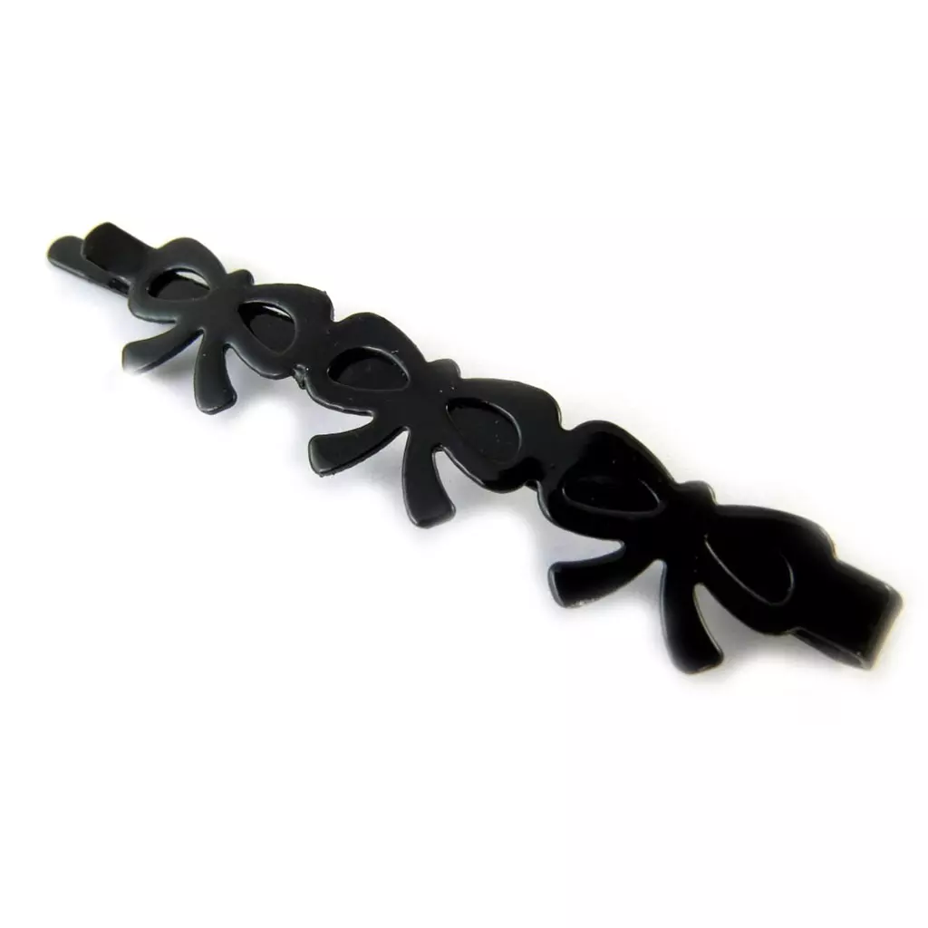 Les Trésors De Lily 3 Barrettes Créateur 'Noeud Romantique' Noir 6 Cm [N8239]
