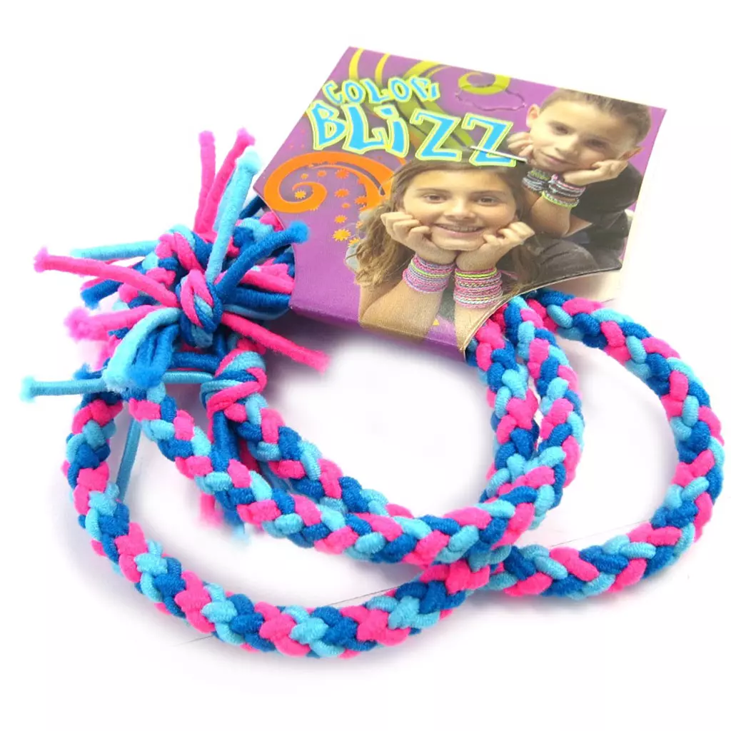les trésors de lily 3 bracelets élastiques 'Coloriage' bleu rose [M5327]