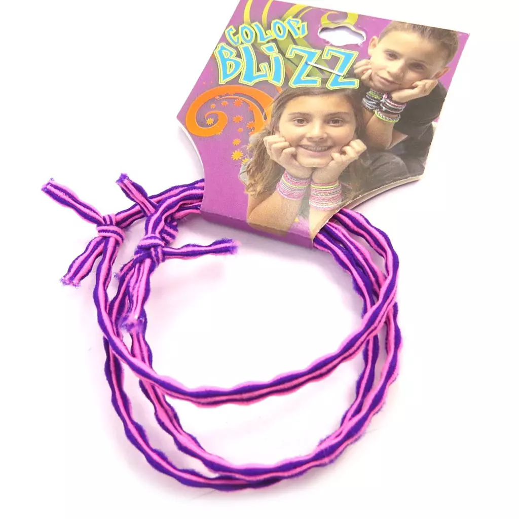 les trésors de lily 3 bracelets élastiques 'Coloriage' rose mauve [M5335]