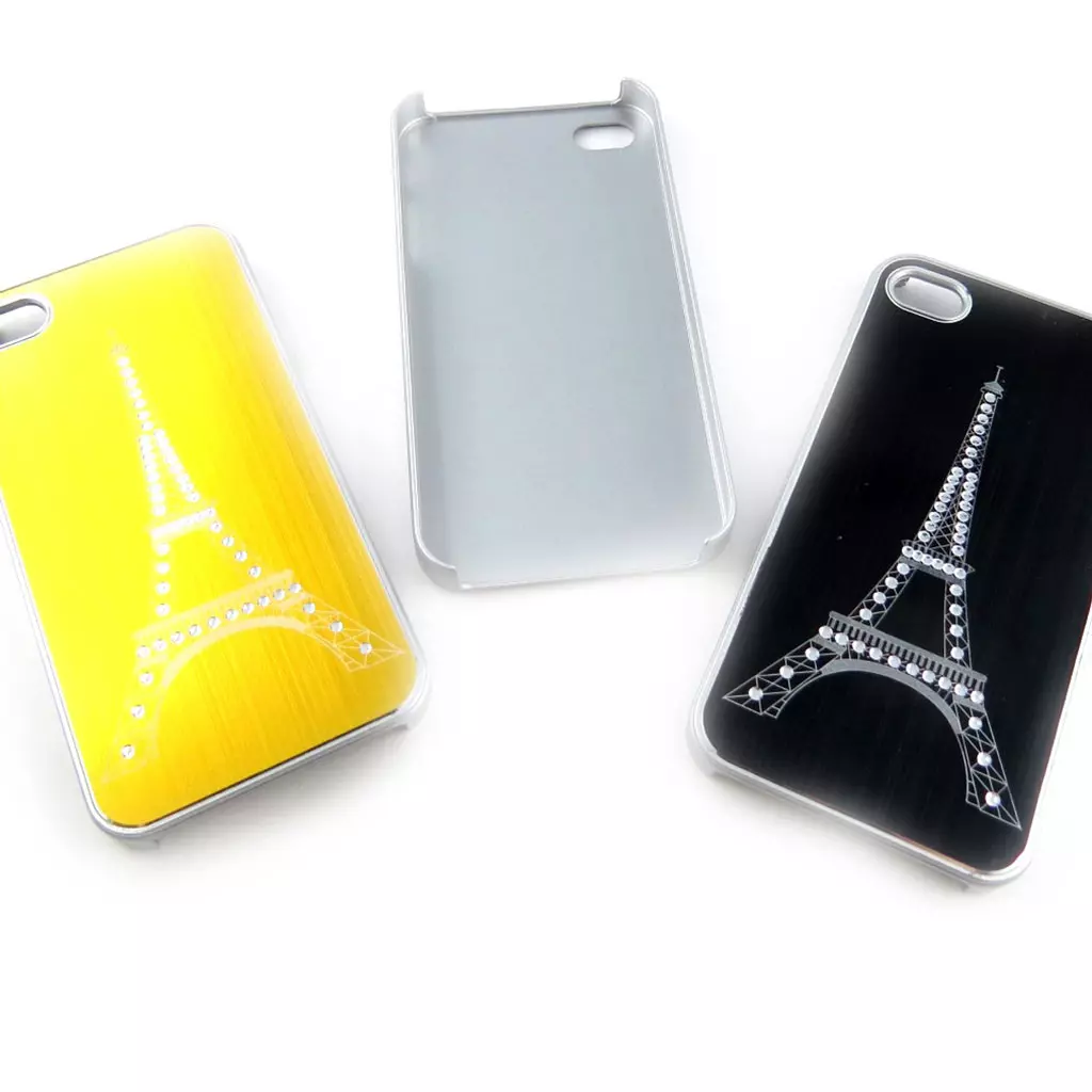 les trésors de lily 3 coques créateur 'Tour Eiffel' Iphone 4 4S (doré argenté noir) [K9299]