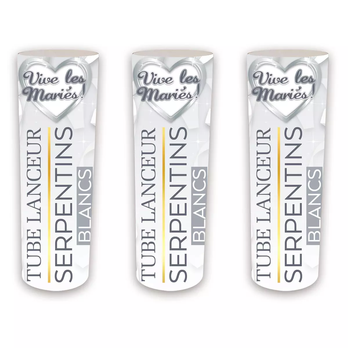 les trésors de lily 3 lanceurs serpentins 'Mariage' vive les mariés 15x5 cm [A3662]