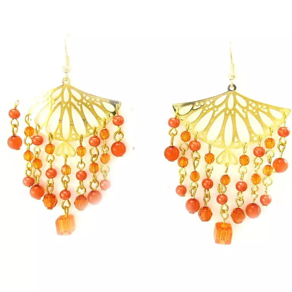 Les Trésors De Lily 3 Paires De Boucles 'Altaï' Orange Turquoise Rose [K6513]