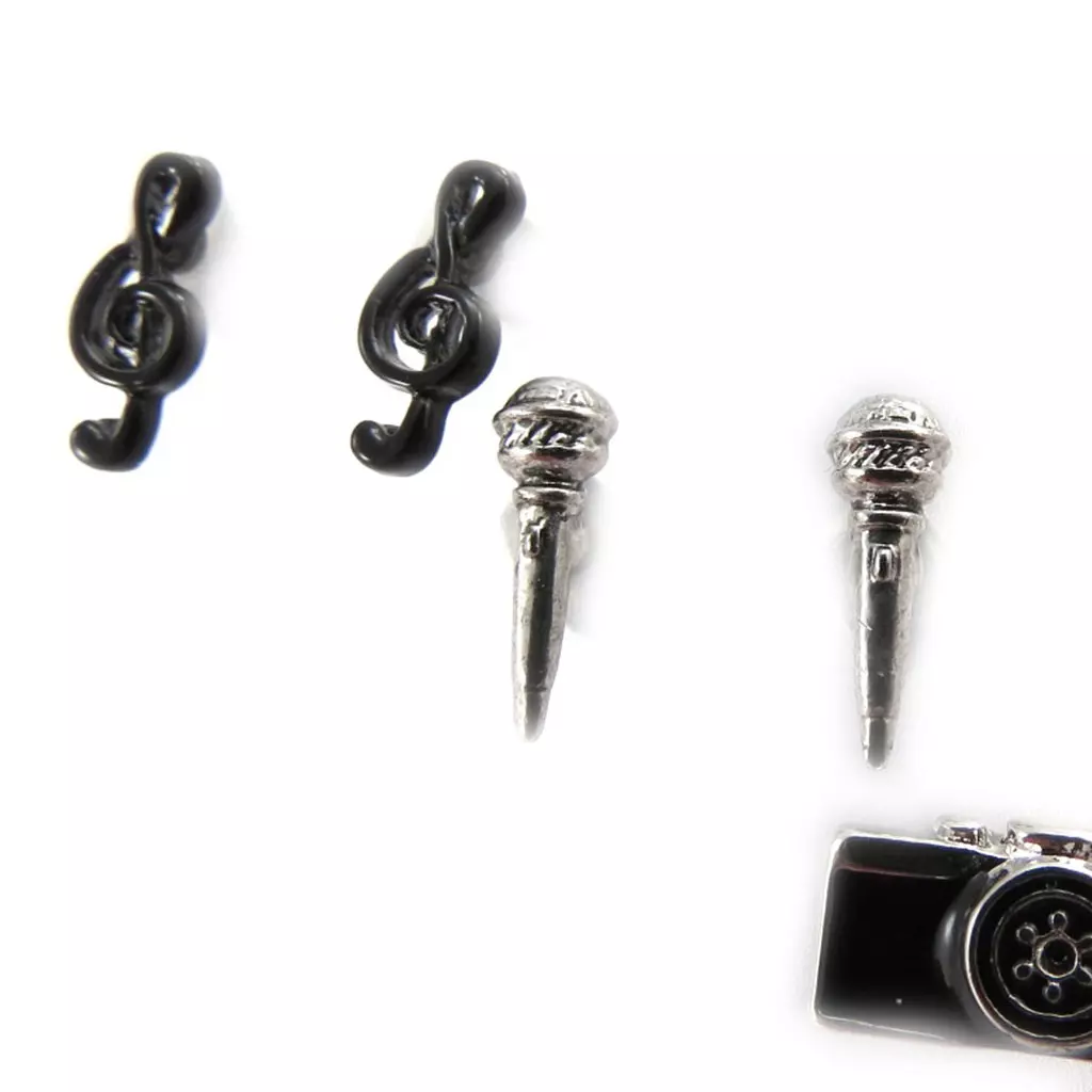 Les Trésors De Lily 3 Paires De Boucles 'Arte' Noir Argenté [J8271]