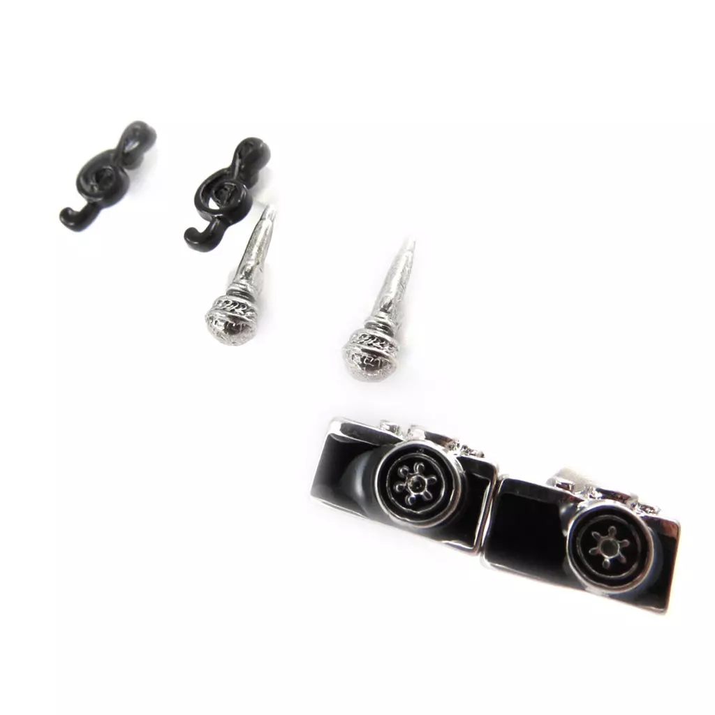 les trésors de lily 3 paires de boucles 'Arte' noir argenté [J8271]