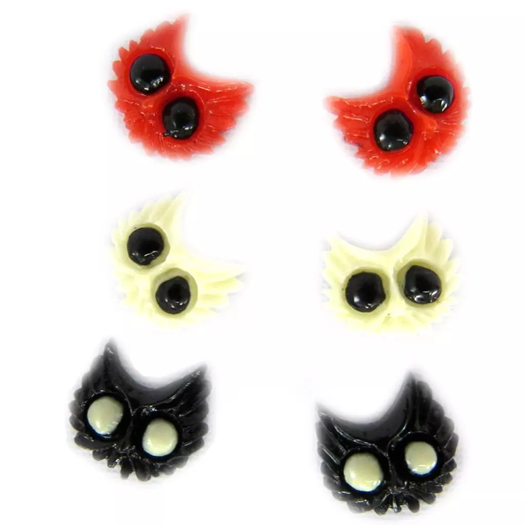 Les Trésors De Lily 3 Paires De Boucles 'Chats' Rouge Noir Ivoire [L6425]