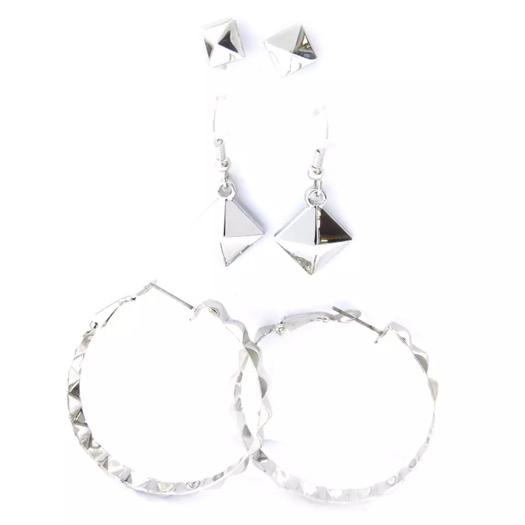 Les Trésors De Lily 3 Paires De Boucles 'Chorégraphie' Argenté [K2805]
