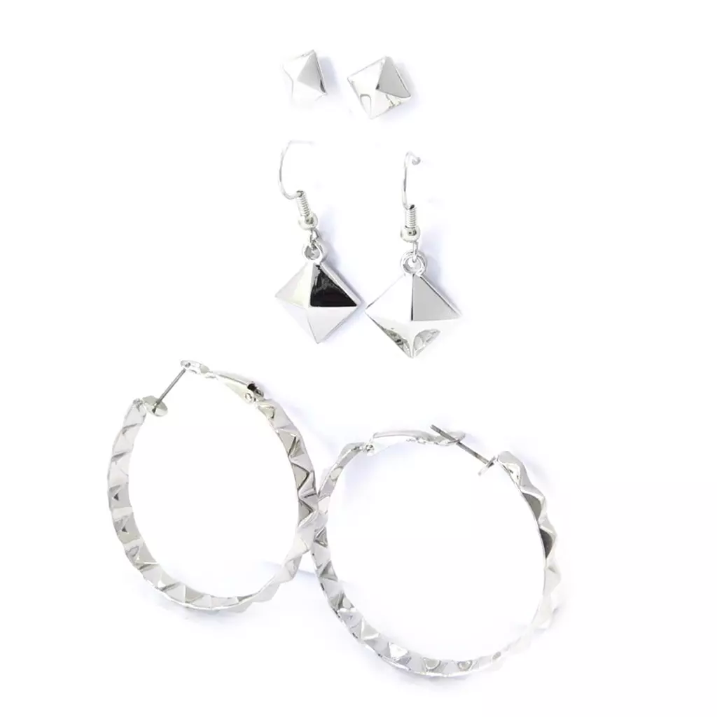 Les Trésors De Lily 3 Paires De Boucles 'Chorégraphie' Argenté [K2805]