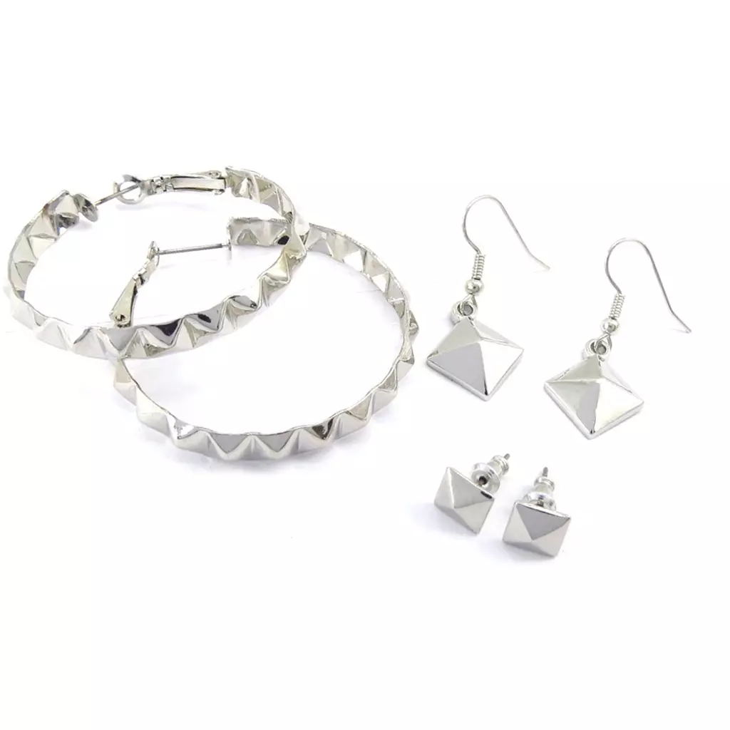 les trésors de lily 3 paires de boucles 'Chorégraphie' argenté [K2805]