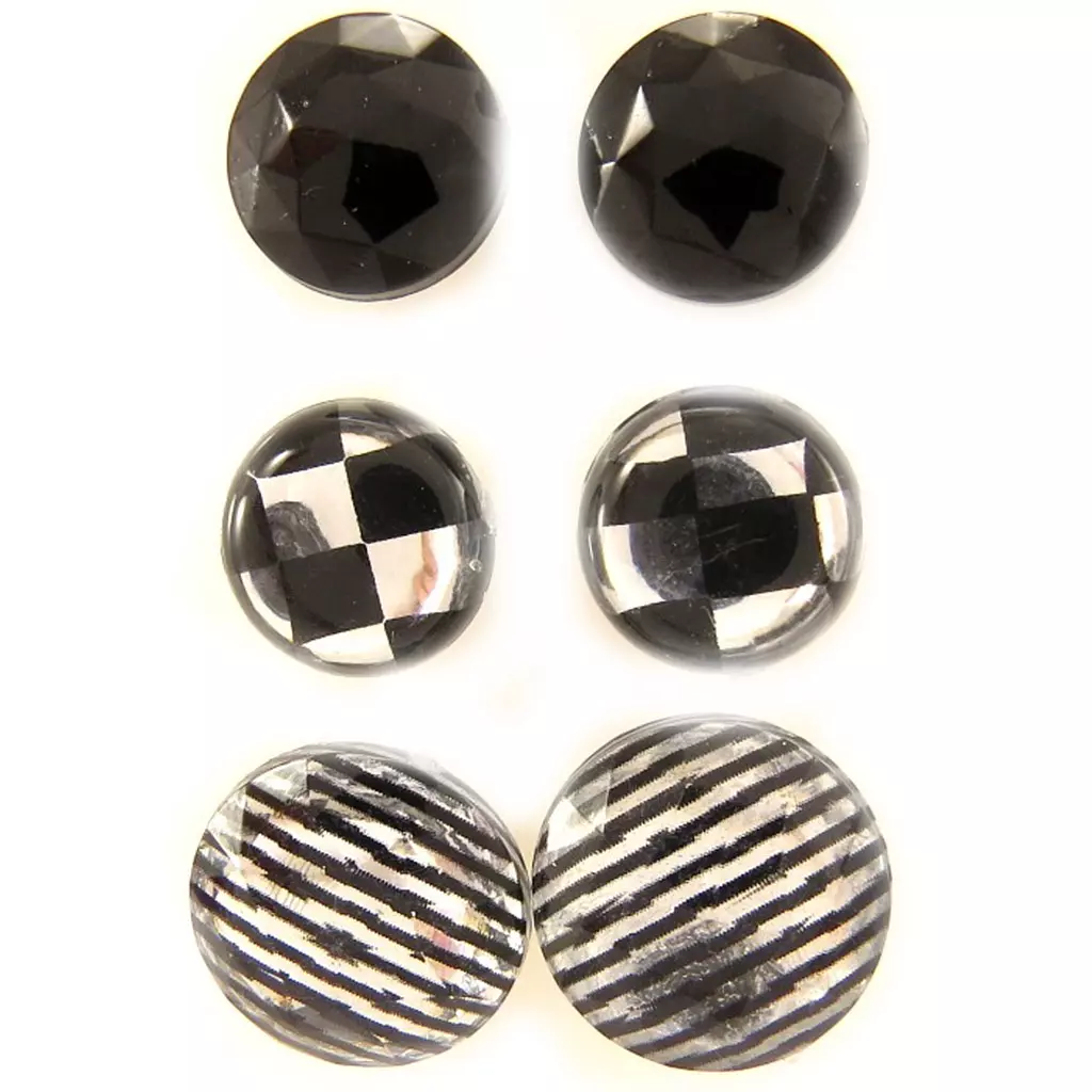 Les Trésors De Lily 3 Paires De Boucles 'Coloriage' Noir Gris Blanc [L5164]