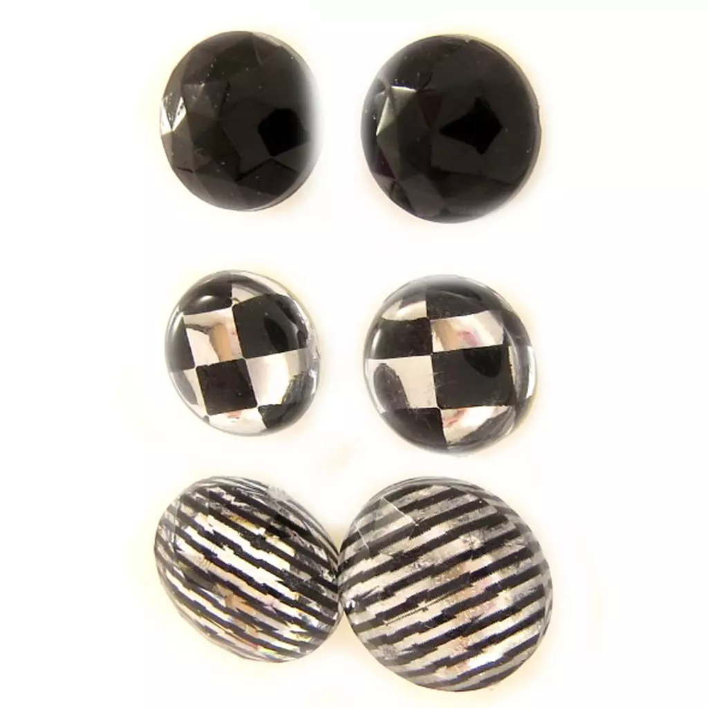 Les Trésors De Lily 3 Paires De Boucles 'Coloriage' Noir Gris Blanc [L5164]