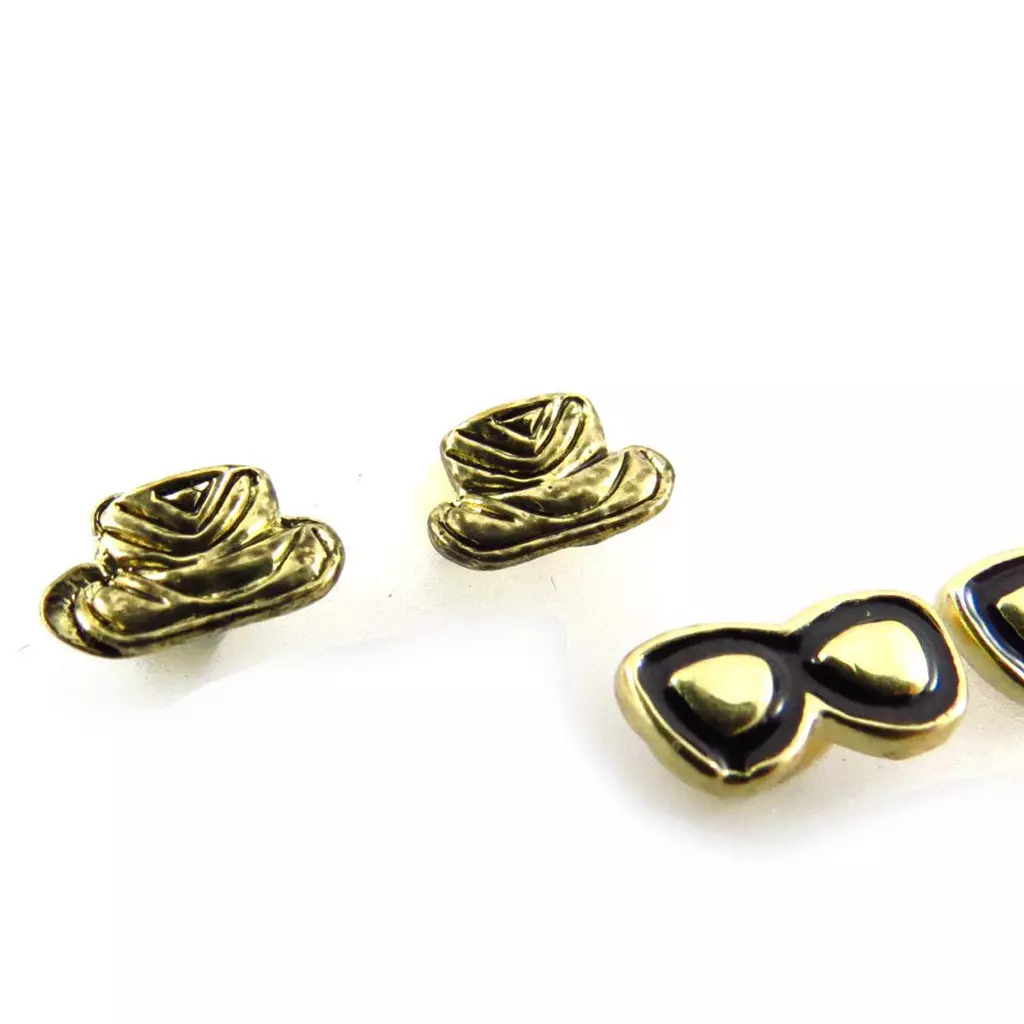 Les Trésors De Lily 3 Paires De Boucles 'Costume' Noir Doré [J6694]