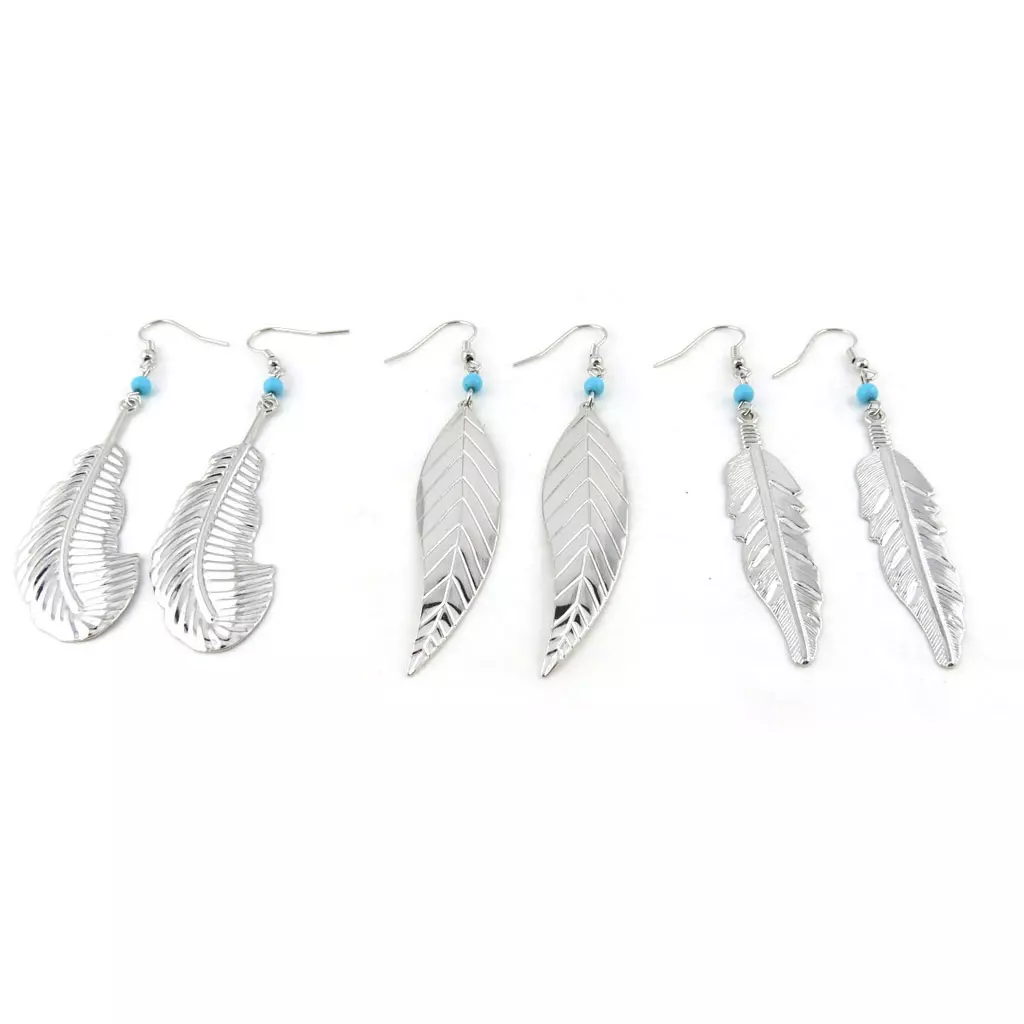 Les Trésors De Lily 3 Paires De Boucles Créateur 'Navajos' Turquoise Argenté [N1003]
