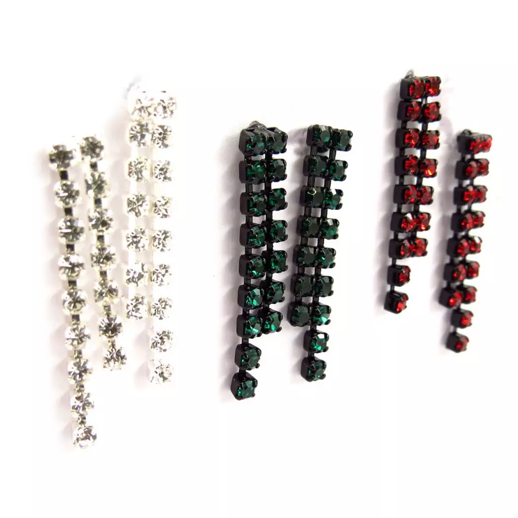 Les Trésors De Lily 3 Paires De Boucles Créateur 'Sissi' Blanc Vert Rouge [K7267]