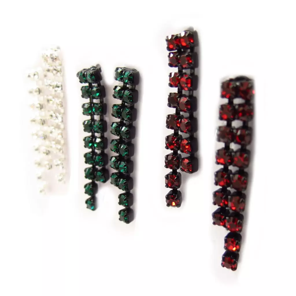 Les Trésors De Lily 3 Paires De Boucles Créateur 'Sissi' Blanc Vert Rouge [K7267]