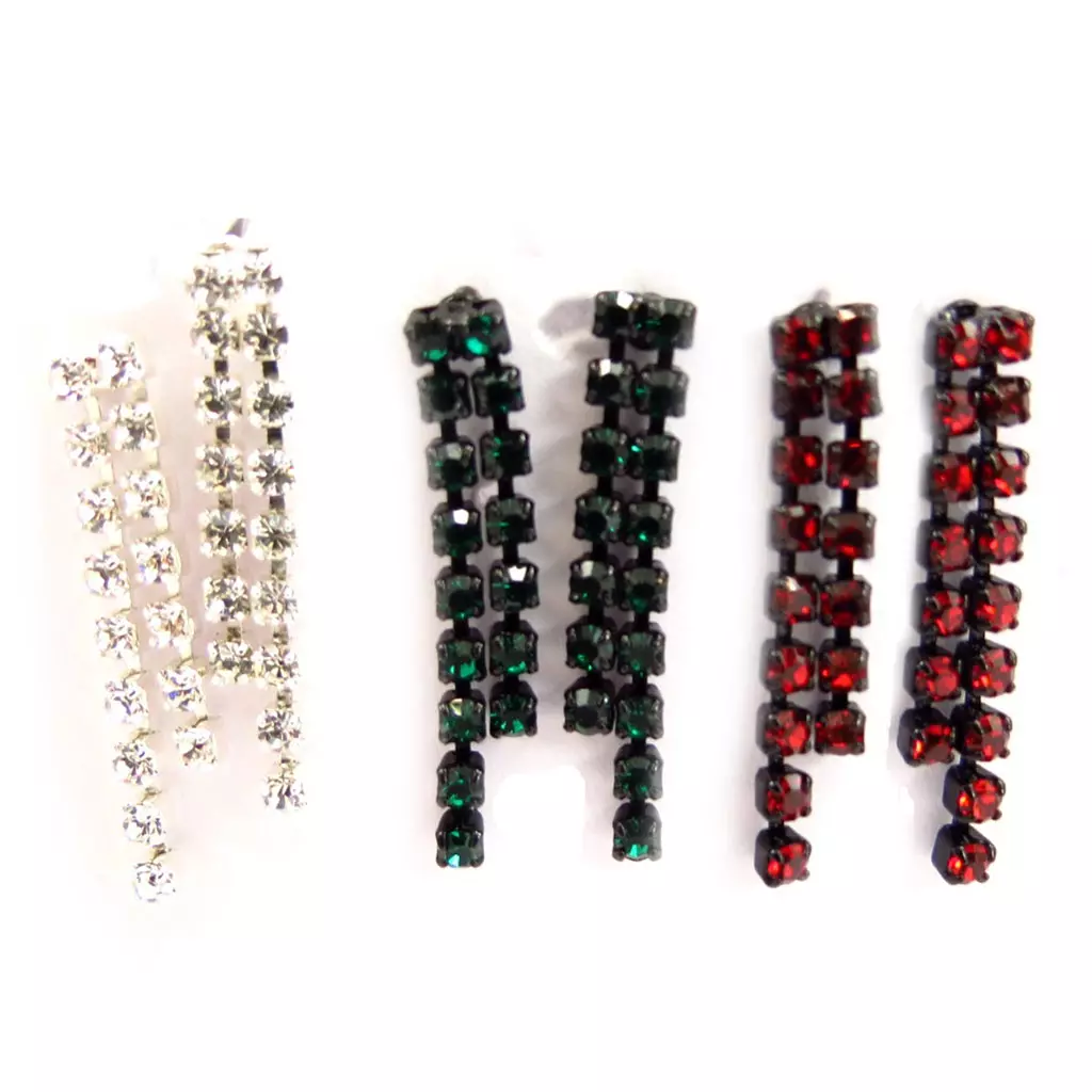 les trésors de lily 3 paires de boucles Créateur 'Sissi' blanc vert rouge [K7267]