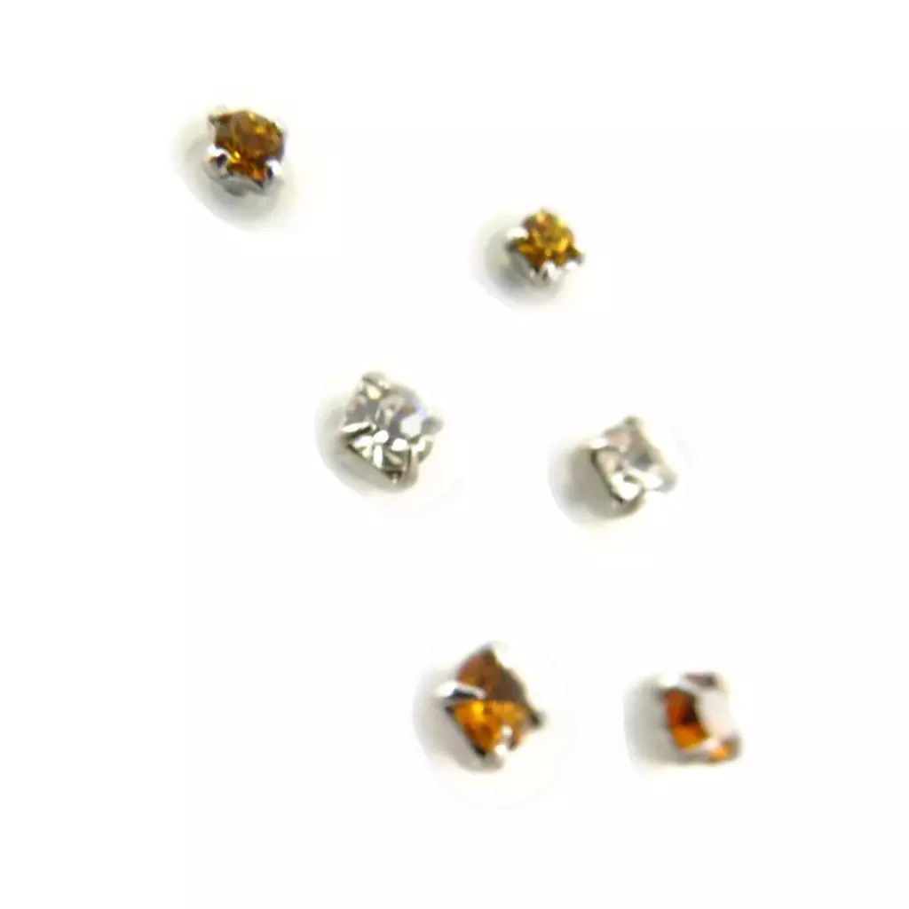 Les Trésors De Lily 3 Paires De Boucles 'Cristal' Ambre [J6256]