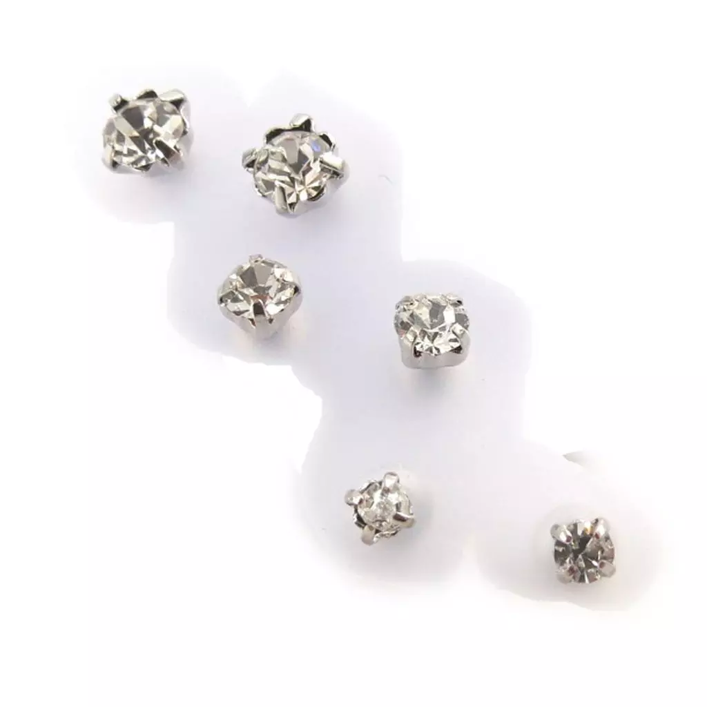 Les Trésors De Lily 3 Paires De Boucles 'Cristal' Blanc [J7743]