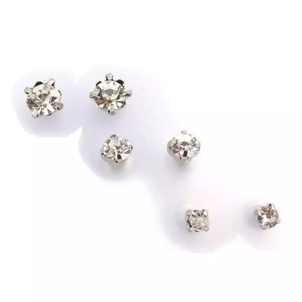 les trésors de lily 3 paires de boucles 'Cristal' blanc [J7743]