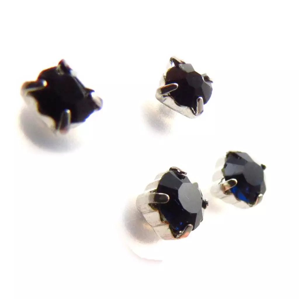 Les Trésors De Lily 3 Paires De Boucles 'Cristal' Bleu [J6223]