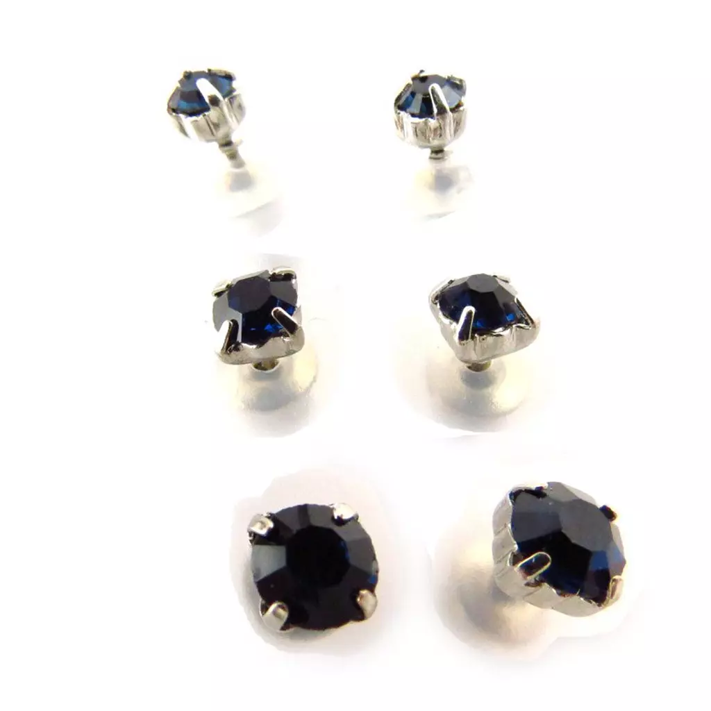 les trésors de lily 3 paires de boucles 'Cristal' bleu [J6223]