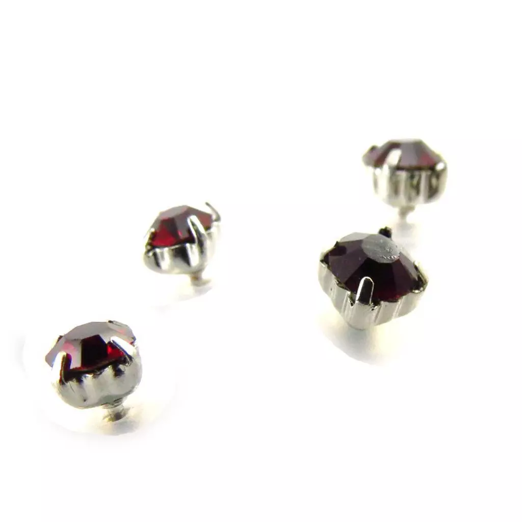 Les Trésors De Lily 3 Paires De Boucles 'Cristal' Rouge [J6209]