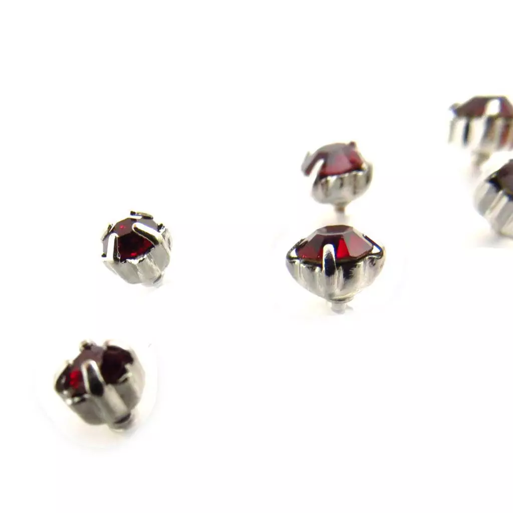 Les Trésors De Lily 3 Paires De Boucles 'Cristal' Rouge [J6209]