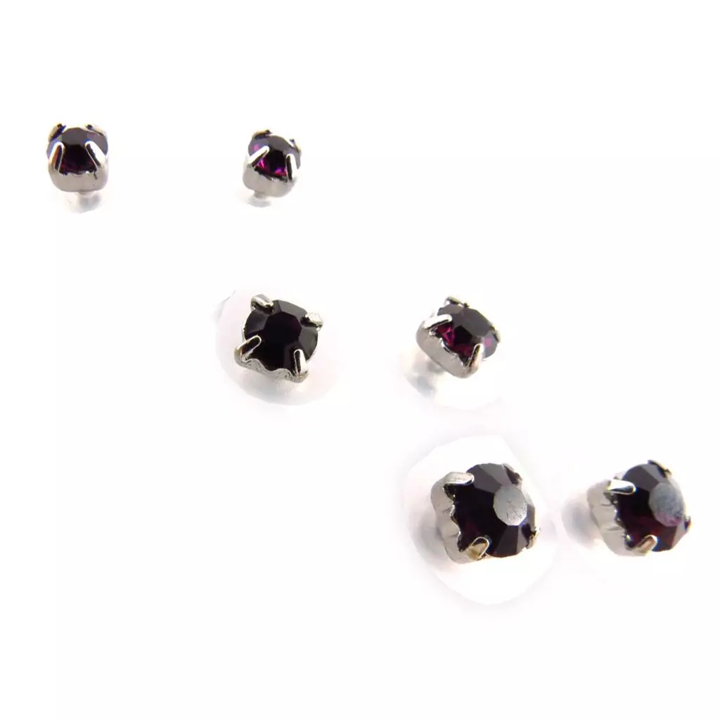Les Trésors De Lily 3 Paires De Boucles 'Cristal' Violet [J6238]