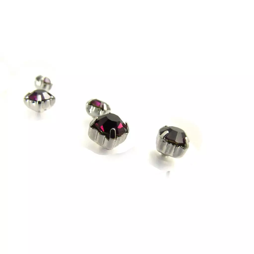 Les Trésors De Lily 3 Paires De Boucles 'Cristal' Violet [J6238]