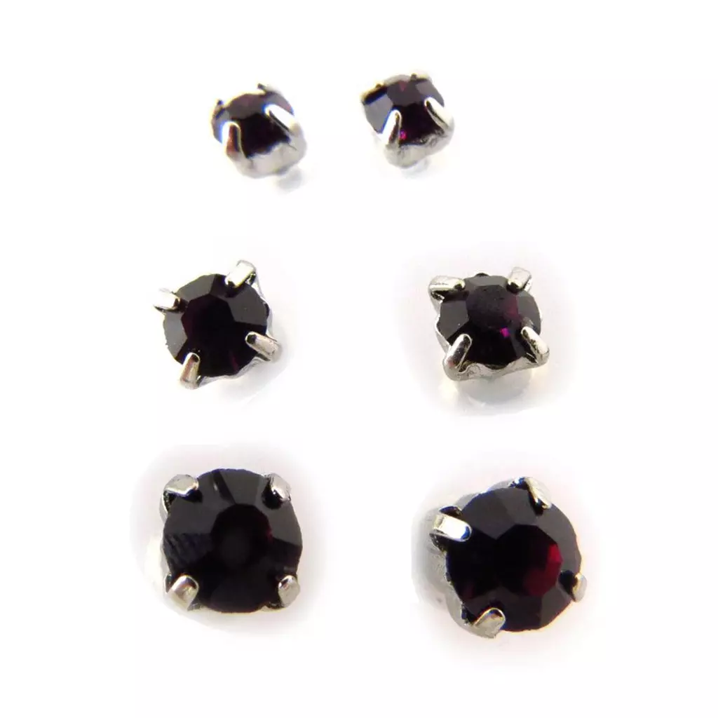 les trésors de lily 3 paires de boucles 'Cristal' violet [J6238]