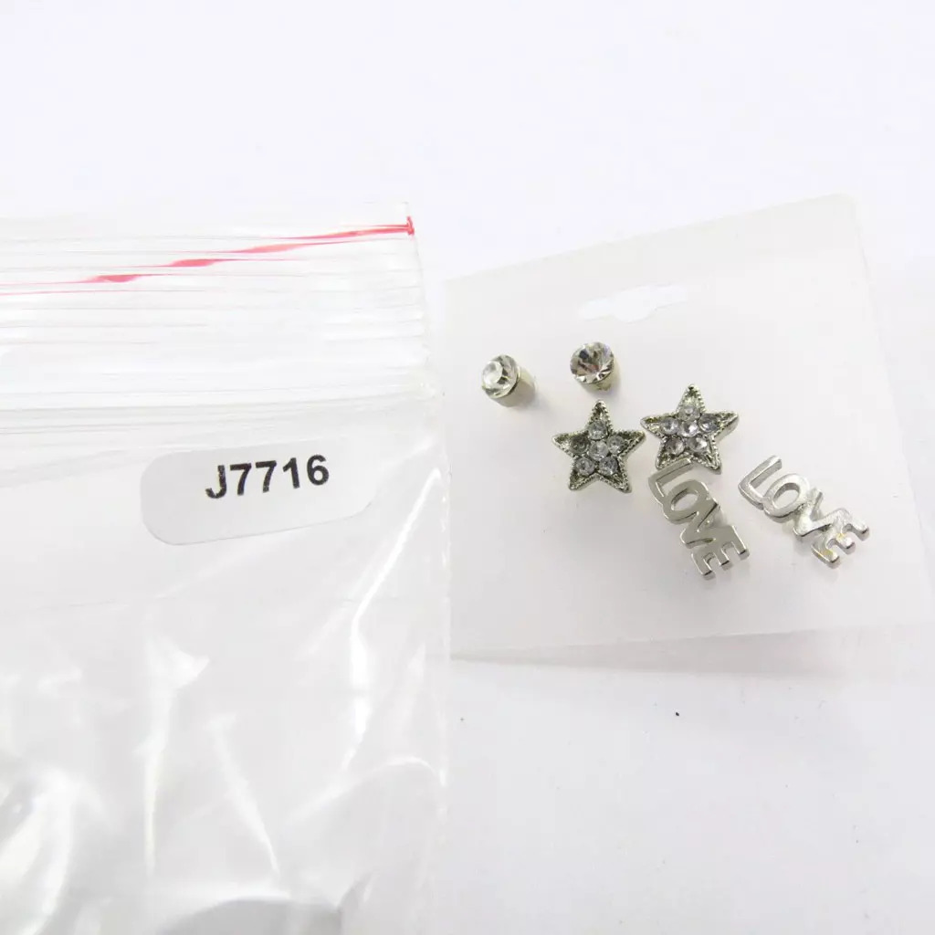 Les Trésors De Lily 3 Paires De Boucles 'Love' Argenté [J7716]