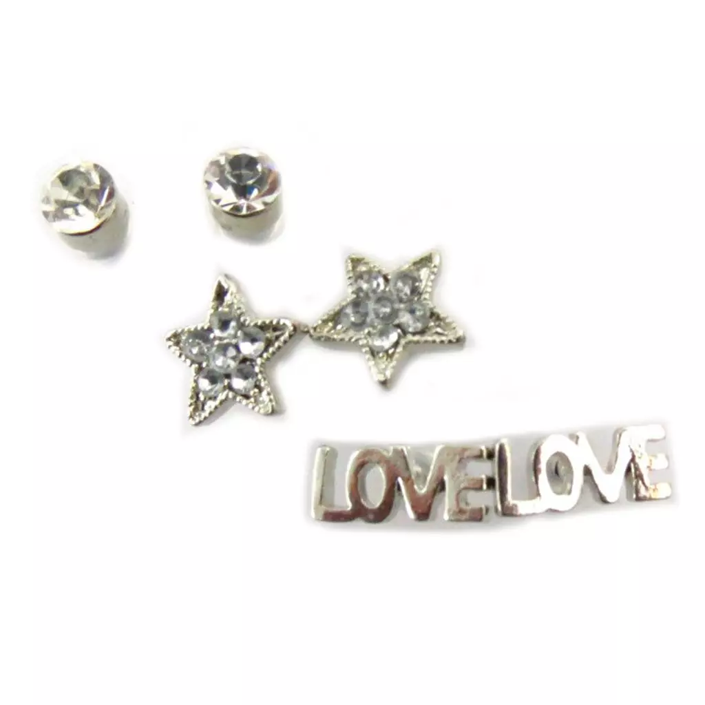 les trésors de lily 3 paires de boucles 'Love' argenté [J7716]