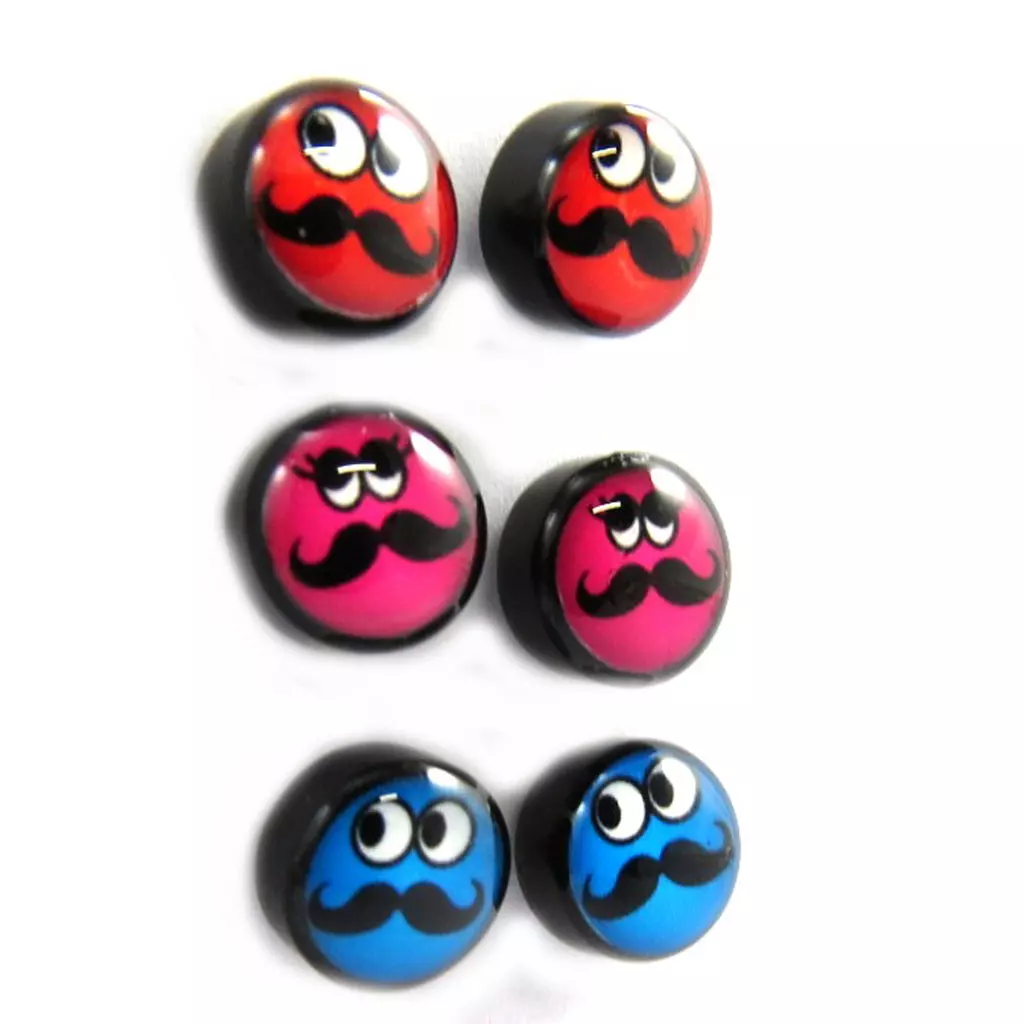 Les Trésors De Lily 3 Paires De Boucles 'Moustaches' Tutti Frutti [M0733]