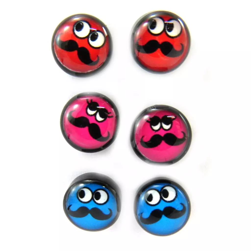 les trésors de lily 3 paires de boucles 'Moustaches' tutti frutti [M0733]