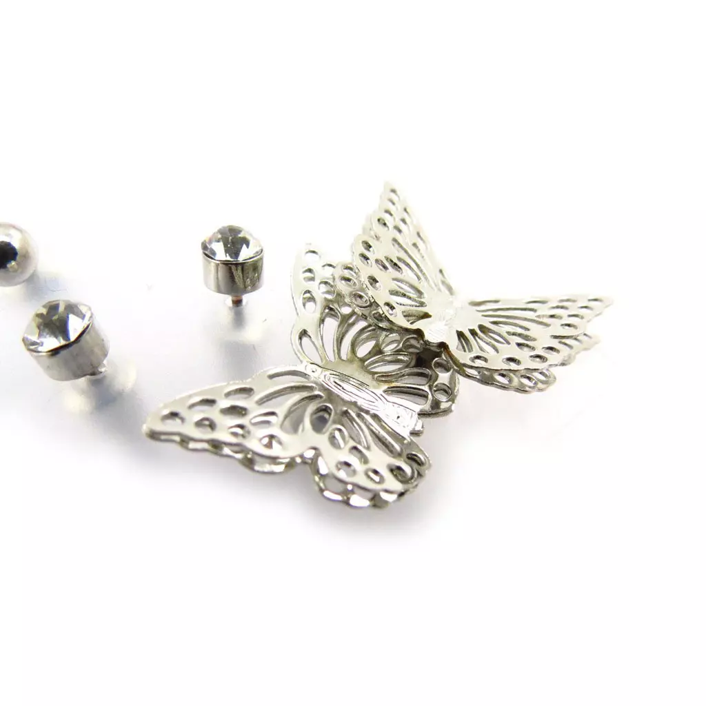 Les Trésors De Lily 3 Paires De Boucles 'Papillons' Argenté [J6726]